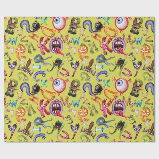 モンスターアルファベットキッドのパターン ラッピングペーパー (フラット)