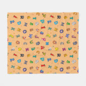 モンスターアルファベットパターン フリースブランケット (正面(横))