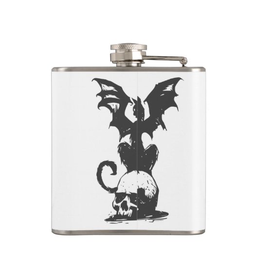 モンスターウイング付き黒猫 – バックカラーを選択 フラスク (裏面)