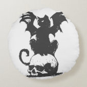 モンスターウイング付き黒猫 – バックカラーを選択 ラウンドクッション (裏面)