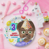 モンスターウルフボーイ誕生日パーティー ペーパープレート (パーティー)