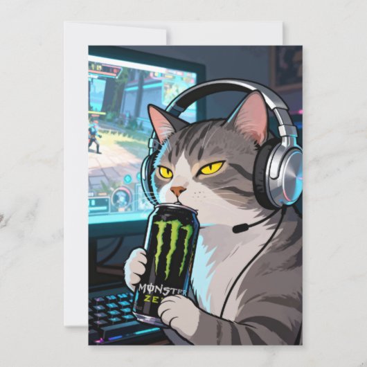 モンスターエナジーのあるゲーマー猫D 招待状 (正面)
