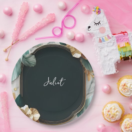 モンスターエメラルドグリーンアンド金ゴールドブライダルシャワー ペーパープレート (パーティー)