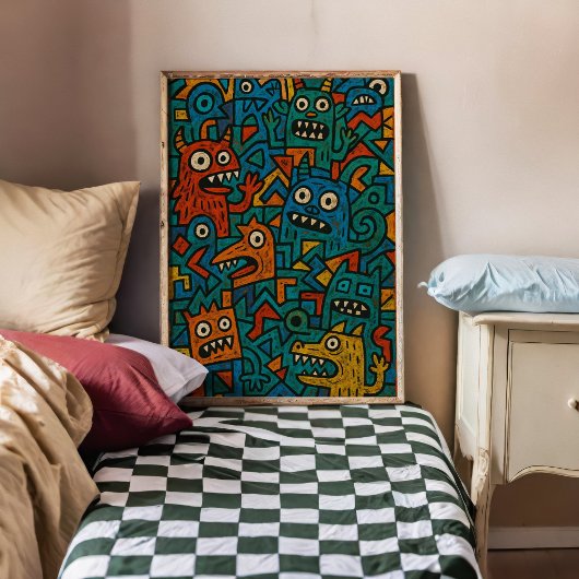 モンスターカオスおもしろいアートウォールポスタープリント ポスター