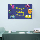 モンスターカワイイおもしろいバースデーパーティーテーマ 横断幕 (トレードショー)