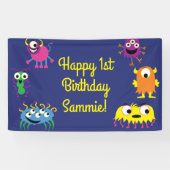 モンスターカワイイおもしろいバースデーパーティーテーマ 横断幕 (横)