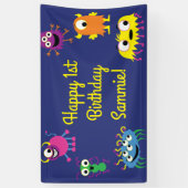 モンスターカワイイおもしろいバースデーパーティーテーマ 横断幕 (縦)