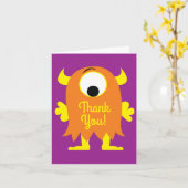 モンスターカワイイおもしろいー1歳の誕生日パーティーテーマ カード (黄色い花)