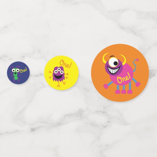 モンスターカワイイおもしろいー1歳の誕生日パーティーテーマ コンフェッティ (裏面)