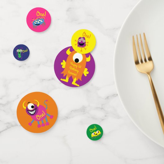 モンスターカワイイおもしろいー1歳の誕生日パーティーテーマ コンフェッティ (グループ)