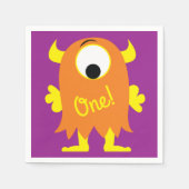 モンスターカワイイおもしろいー1歳の誕生日パーティーテーマ スタンダードカクテルナプキン (正面)