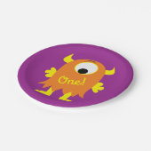 モンスターカワイイおもしろいー1歳の誕生日パーティーテーマ ペーパープレート (アングル)