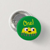 モンスターカワイイおもしろいー1歳の誕生日パーティーテーマ 缶バッジ (正面&裏面)