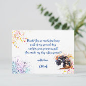 モンスターカーの誕生日パーティーに準備完了 サンキューカード (スタンド正面)