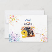 モンスターカーの誕生日パーティーに準備完了 サンキューカード (裏面)