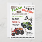 モンスターカートラック子供の誕生日招待状カード シーズンカード (正面)