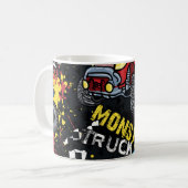 モンスターカー：抽象芸術子供っぽいパターン コーヒーマグカップ (正面左)