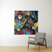 モンスターカー：抽象芸術子供っぽいパターン タペストリー (インサイチュ(横))