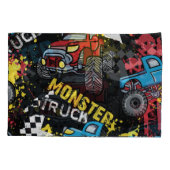 モンスターカー：抽象芸術子供っぽいパターン 枕カバー (裏面)