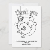 モンスターキッズぬりえカードパーティーファベお礼 サンキューカード (正面)