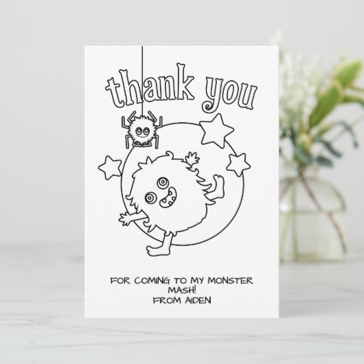 モンスターキッズぬりえカードパーティーファベお礼 サンキューカード (スタンド正面)