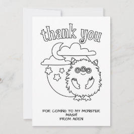 モンスターキッズぬりえカードパーティーファベお礼 サンキューカード