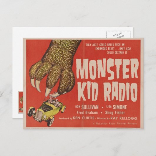 モンスターキッドラジオが巨大なギラモンスターに出会う ポストカード (正面/裏面)
