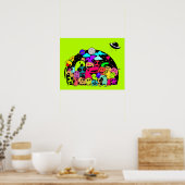 モンスタークリージャーイン宇宙ドードルデザイン ポスター (キッチン)