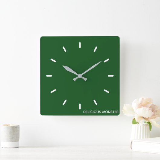 モンスターグリーンの美味しい色名 スクエア壁時計 (ホーム)