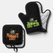 モンスターサーフ/クラブオーブンミッツ&ポットホルダー 鍋つかみ&鍋敷きセット (正面/裏面)