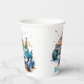 モンスターシャークトラック誕生日バッシュ水色 紙コップ (右)