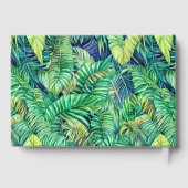 モンスタージャングルの葉の熱帯の緑の実在ホイル ゲストブック (裏面)