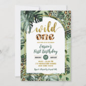 モンスタージャングルトロピカルワイルドワンボーイ1歳誕生日 招待状 (正面)