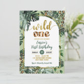 モンスタージャングルトロピカルワイルドワンボーイ1歳誕生日 招待状 (スタンド正面)