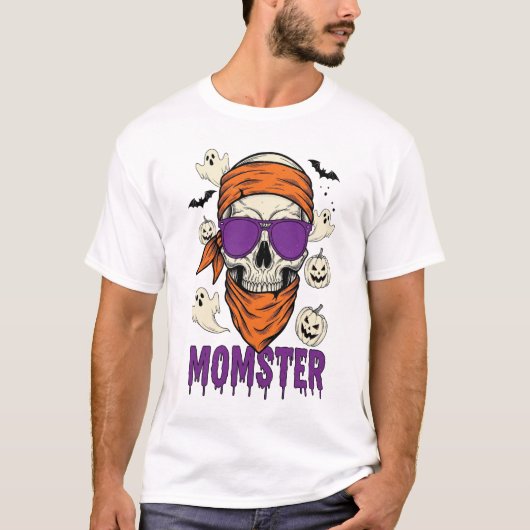 モンスタースカル 可愛いハロウィンママ Tシャツ (正面)