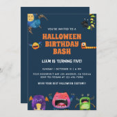 モンスタースハロウィーン誕生日招待状 招待状 (正面/裏面)