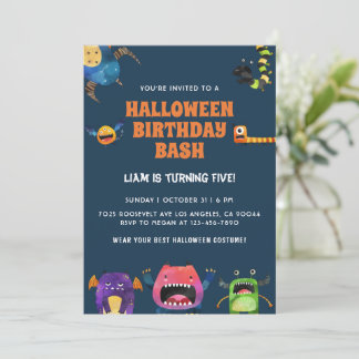 モンスタースハロウィーン誕生日招待状 招待状