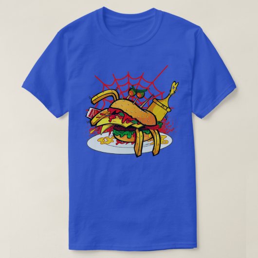 モンスタースパイダーチーズバーガー食べ物チーズバーガー Tシャツ (デザイン正面)
