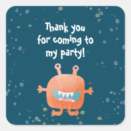 モンスタースポーツボーイ誕生日パーティーティール（緑がかった色） スクエアシール