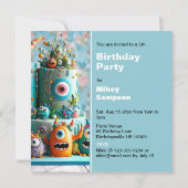 モンスターズお洒落ケーキ子供の誕生日 招待状 (裏面)