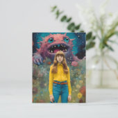 モンスターズは私を怖がらせカラフルないファンタジー・アート ポストカード (スタンド正面)