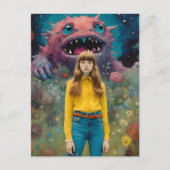 モンスターズは私を怖がらせカラフルないファンタジー・アート ポストカード (正面)
