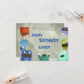 モンスターズハッピーバースデーキッドグリーティングカード カード (正面/裏面インサイチュ)