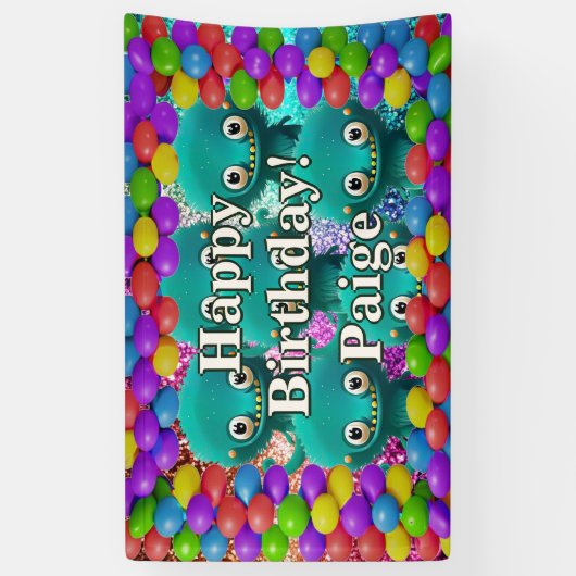 モンスターズパーソナライズされたキャラクター誕生日バナー 横断幕 (縦)