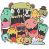 モンスターズボーイズかわいい怖いグラフ通りビニル シール (正面)