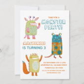 モンスターズボーイズ子供の誕生日パーティの招待状 招待状 (正面)