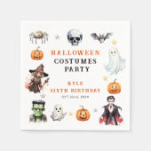 モンスターズモダンハロウィーンコスチュームバースデーパーティー スタンダードカクテルナプキン (正面)