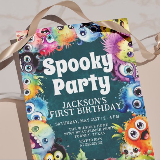 モンスターズ不気味キッズハロウィーン誕生日パーティー 招待状