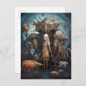 モンスターズ風変わり超現実美術の少女 ポストカード (正面/裏面)