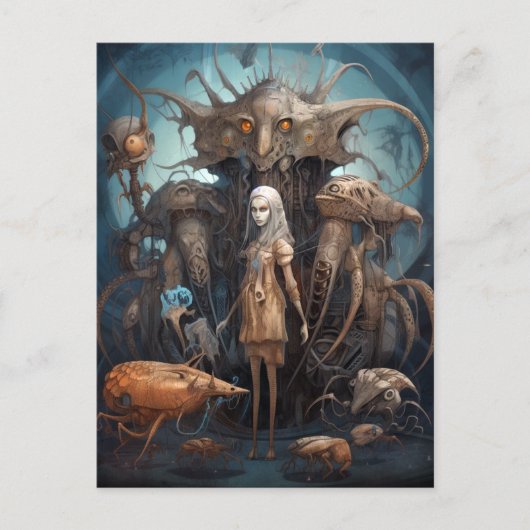 モンスターズ風変わり超現実美術の少女 ポストカード (正面)